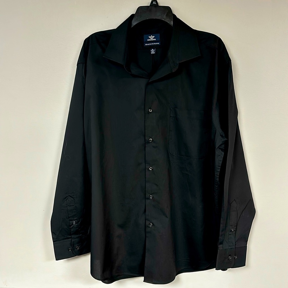 DOCKERS Black Dress Shirt XL , Black Buttons 17/17 1/2, NWOT
